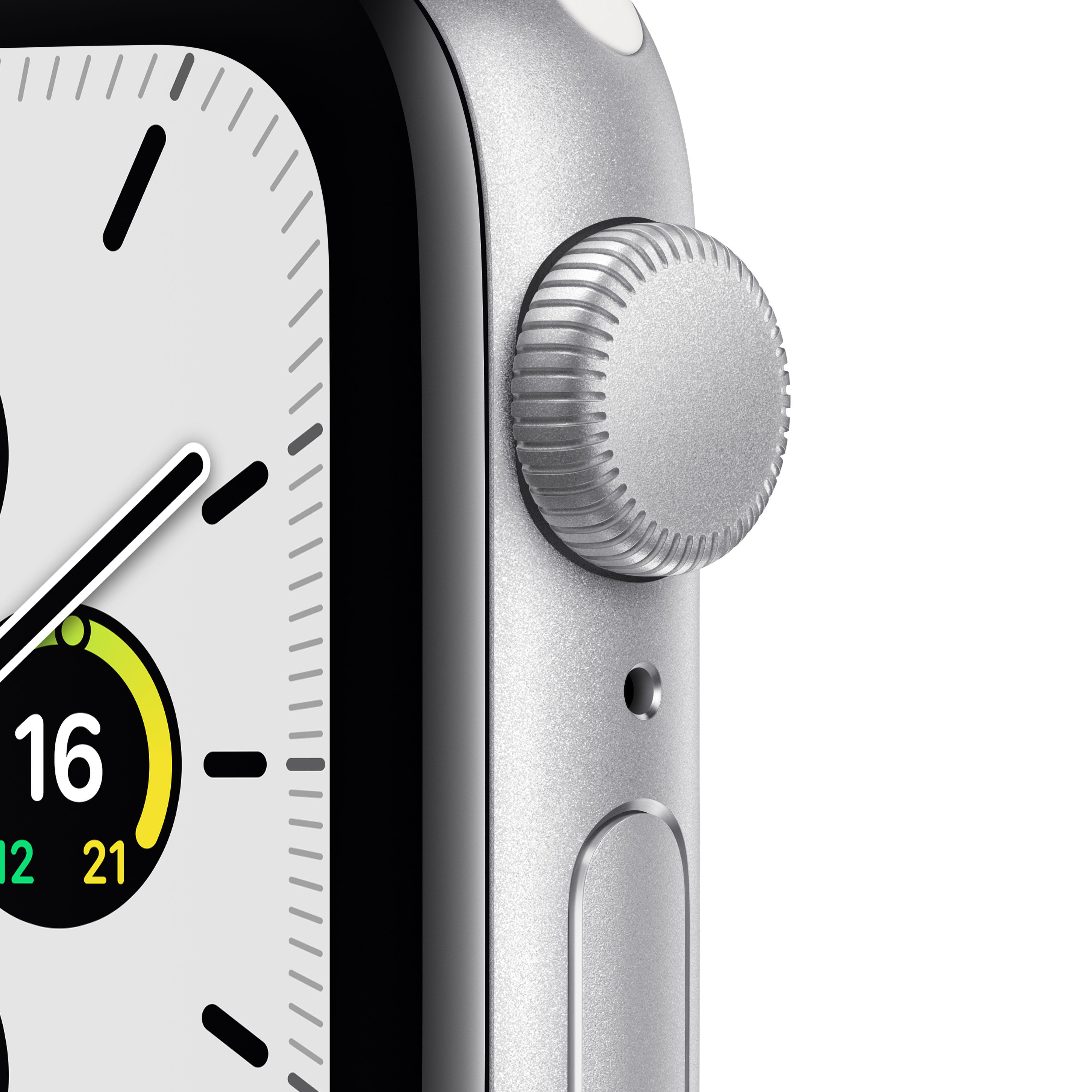 APPLE Watch SE 40mm Smartwatch Fluorelastomer , 130 - 200 mm, Silber/Weiß