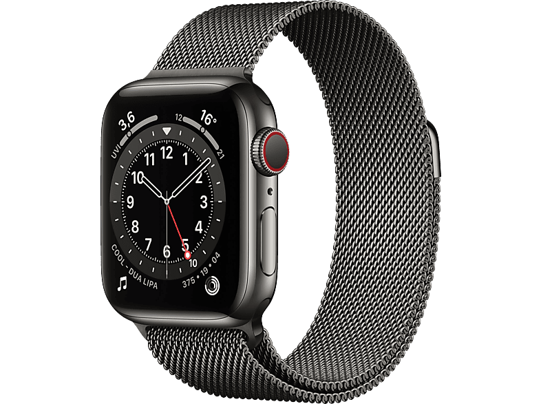 APPLE Watch Series 6 Graphit Armband: mm, Gehäuse: (GPS 40mm 180 + Cellular) Graphit, 130 Edelstahl Smartwatch Edelstahl, 