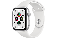 APPLE Watch SE 44mm Smartwatch Fluorelastomer , 140 -220 mm, Silber/Weiß