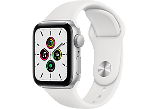 APPLE Watch SE 40mm Smartwatch Fluorelastomer , 130 - 200 mm, Silber/Weiß