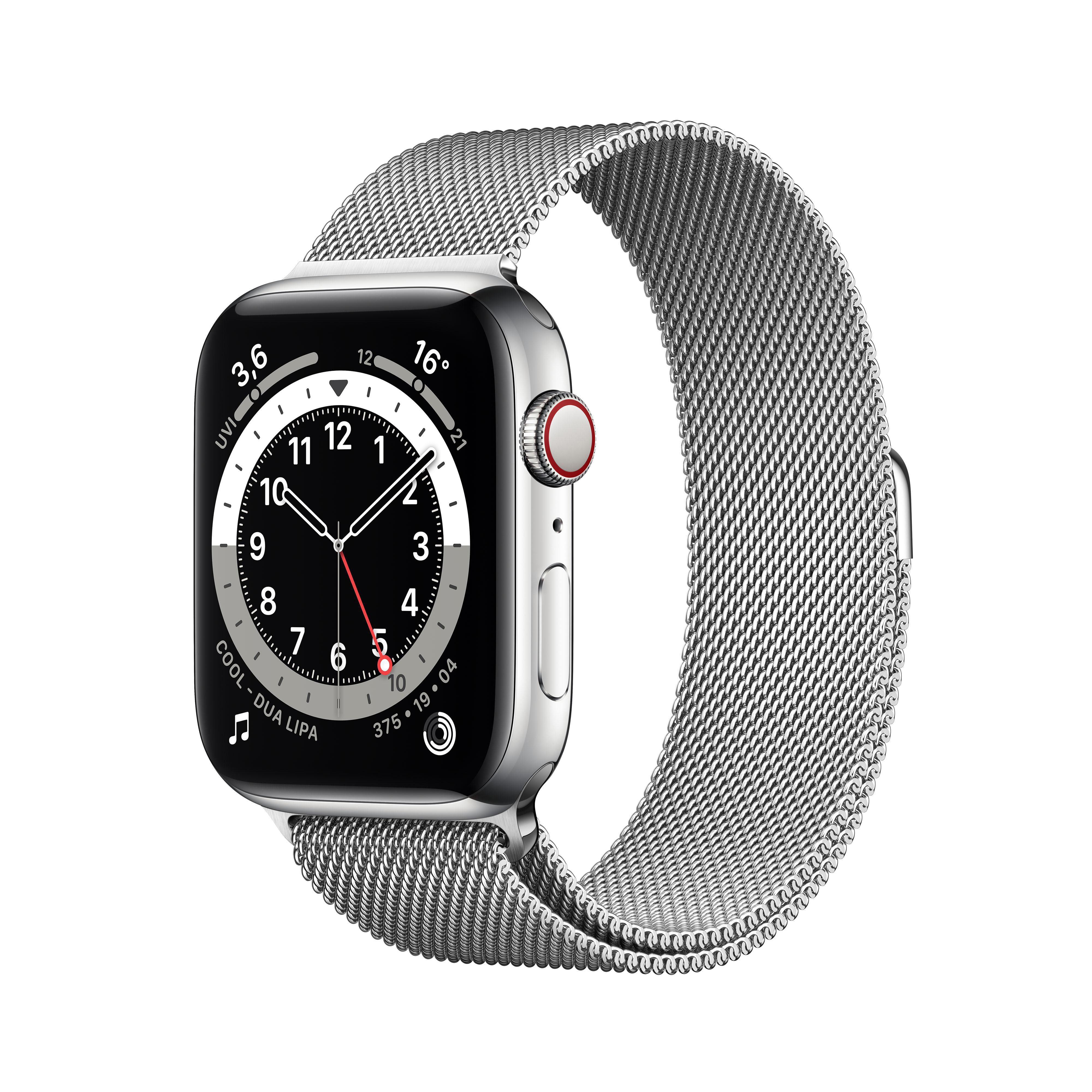 APPLE Watch Series 6 (GPS 44mm Edelstahl, 150 200 Armband: Silber, - Silber Smartwatch Gehäuse: mm, + Edelstahl Cellular)