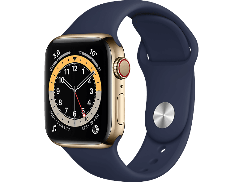 Steel mm 40 APPLE + Navy 130-200 (GPS Watch 6 Series Smartwatch Edelstahl Cellular), , Fluorelastomer, mm