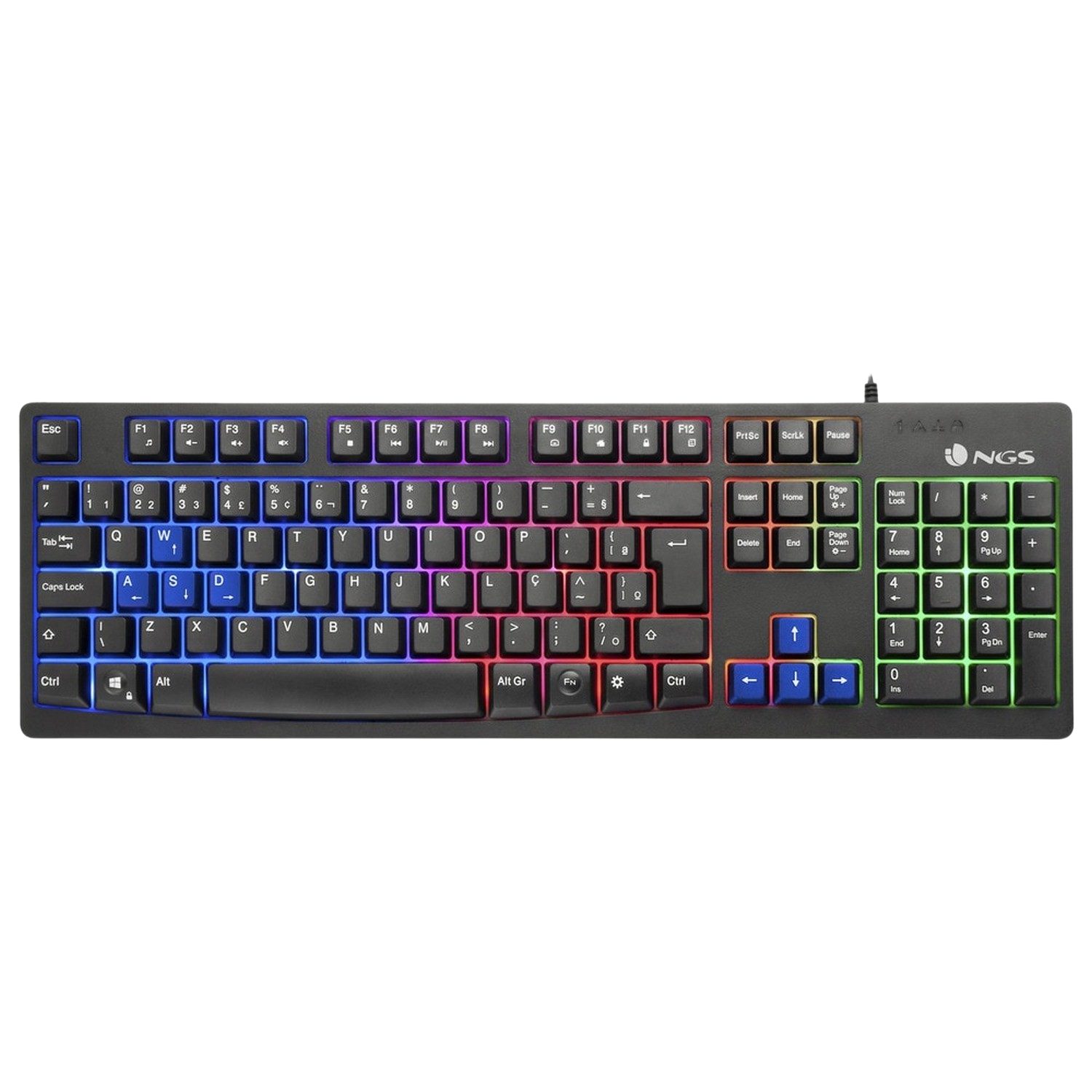 Teclado gaming - NGS GKX-300, 3 Niveles de intensidad, Plug & Play, Luz de fondo, Negro