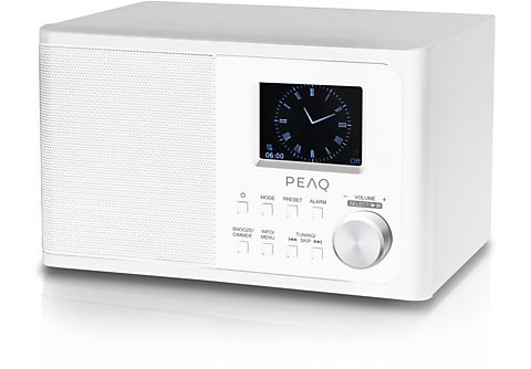 Radio portátil - Peaq PDR 170 BT-W, 2 W, DAB+, PLL FM, Entrada AUX, Jack de 3.5 mm, Alarma, Función Snooze, Blanco