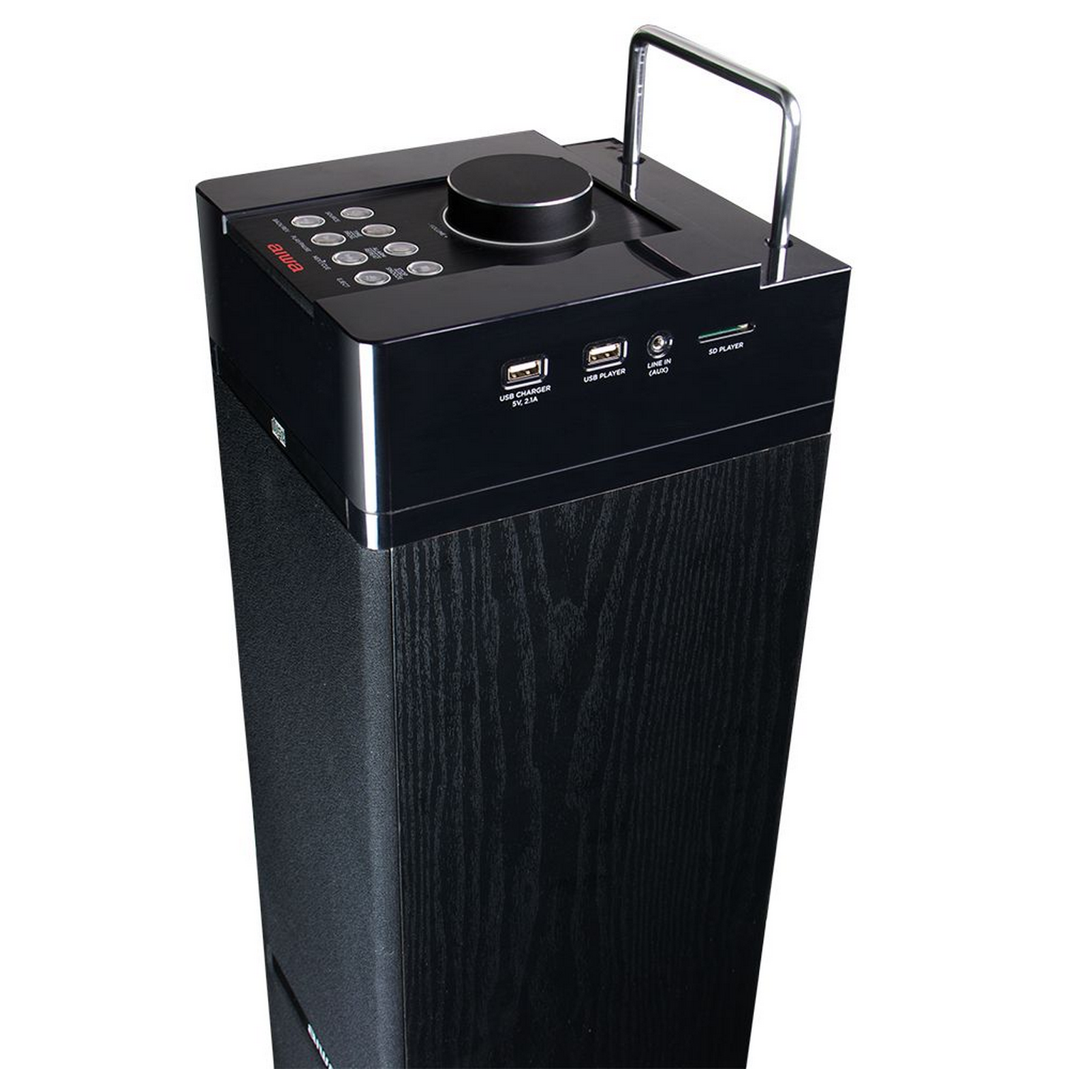 Torre de sonido - Aiwa TS-990CD, 120 W, 125 cm, CD, Bluetooth 5.0, USB, Ranura SD, Jack de 3.5 mm, Negro