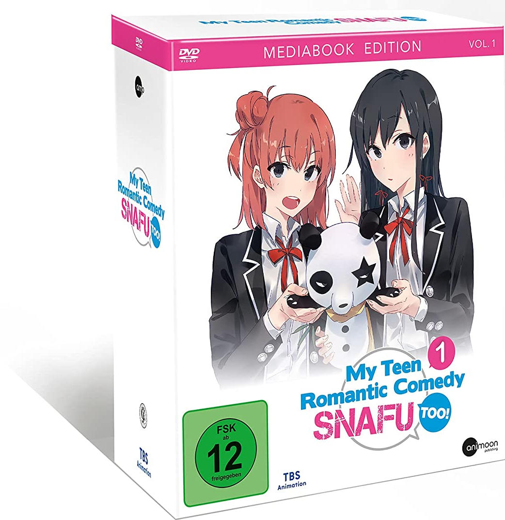 DVD-Box-Set von My Teen Romantic Comedy SNAFU. Mit Anime-Charakteren und einem Panda.