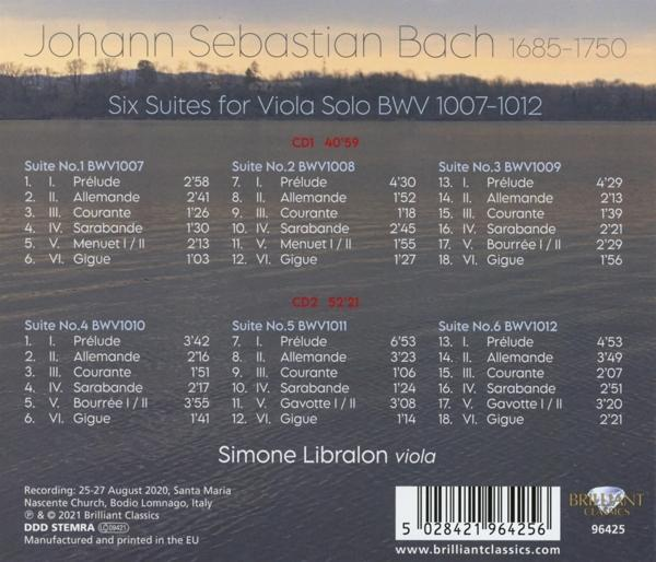 Simone Libralon - J.S.Bach:Six Suites For Viola Solo BWV 1007-1012  - (CD)