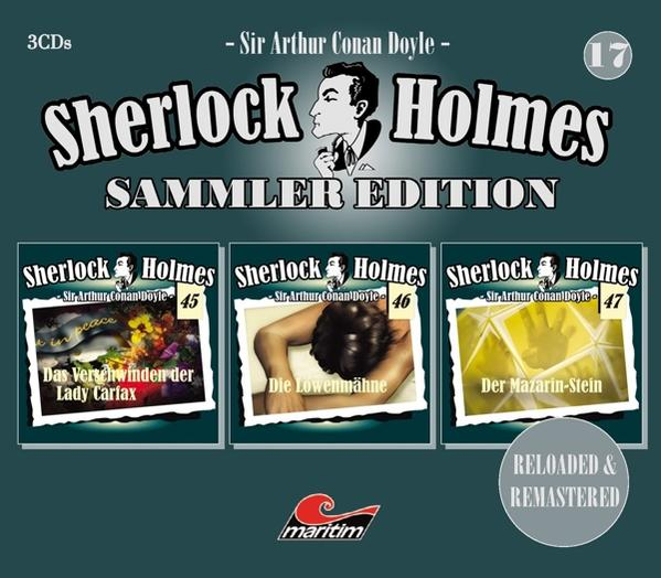 Albumcover mit drei Sherlock Holmes Covern. Text: 'Sherlock Holmes Sammler Edition'.