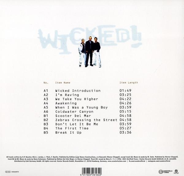 Albumcover mit drei Männern in Anzügen. Titelliste unten mit Songtiteln und Laufzeiten.