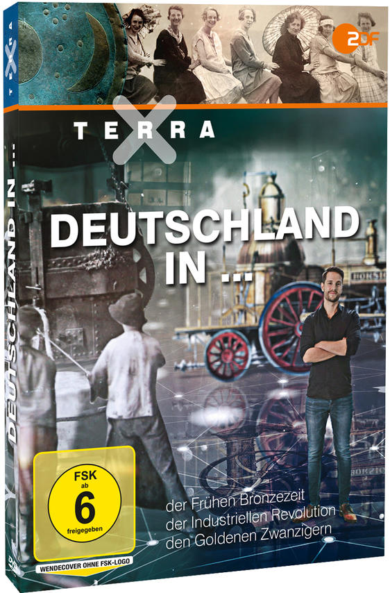 DVD-Hülle mit Cover-Art, ein Mann vor alten Maschinen mit Text und einer Gruppe Frauen.
