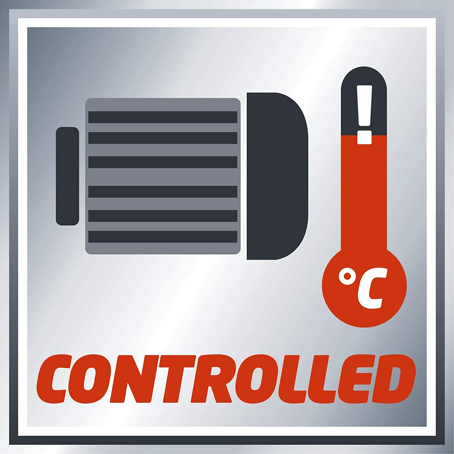 Illusztráció egy motorral, egy hőmérővel, és a 'controlled' szöveggel.