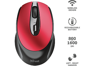 TRUST 24019 ZAYA WRL Şarj Edilebilir Kablosuz Mouse Kırmızı