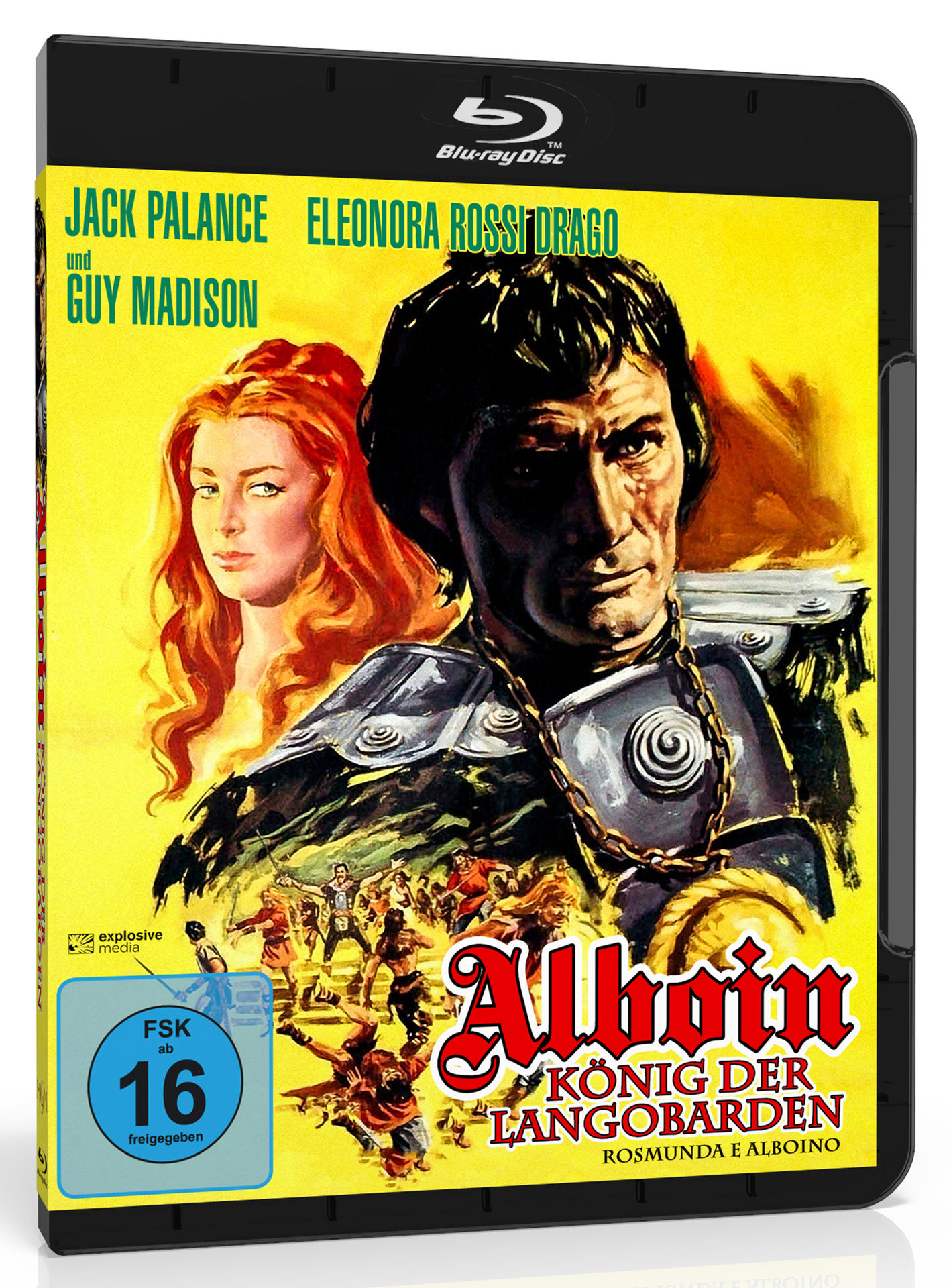 Blu-ray-Filmcover mit einem Mann und einer Frau. Der Text lautet "Alboin König der Langobarden".