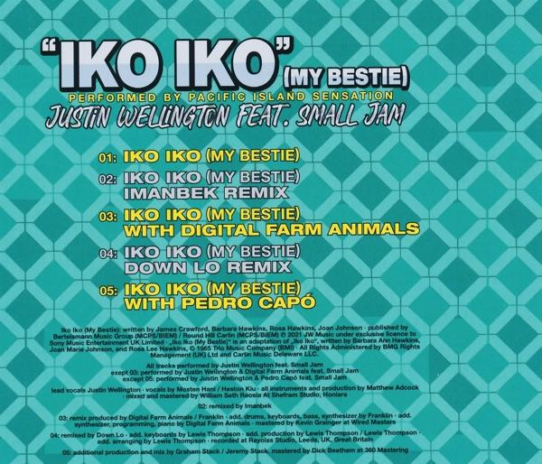 CD-Cover für „Iko Iko“ von Pacific Island Sensation. Die Titelliste wird auf dem Cover angezeigt.