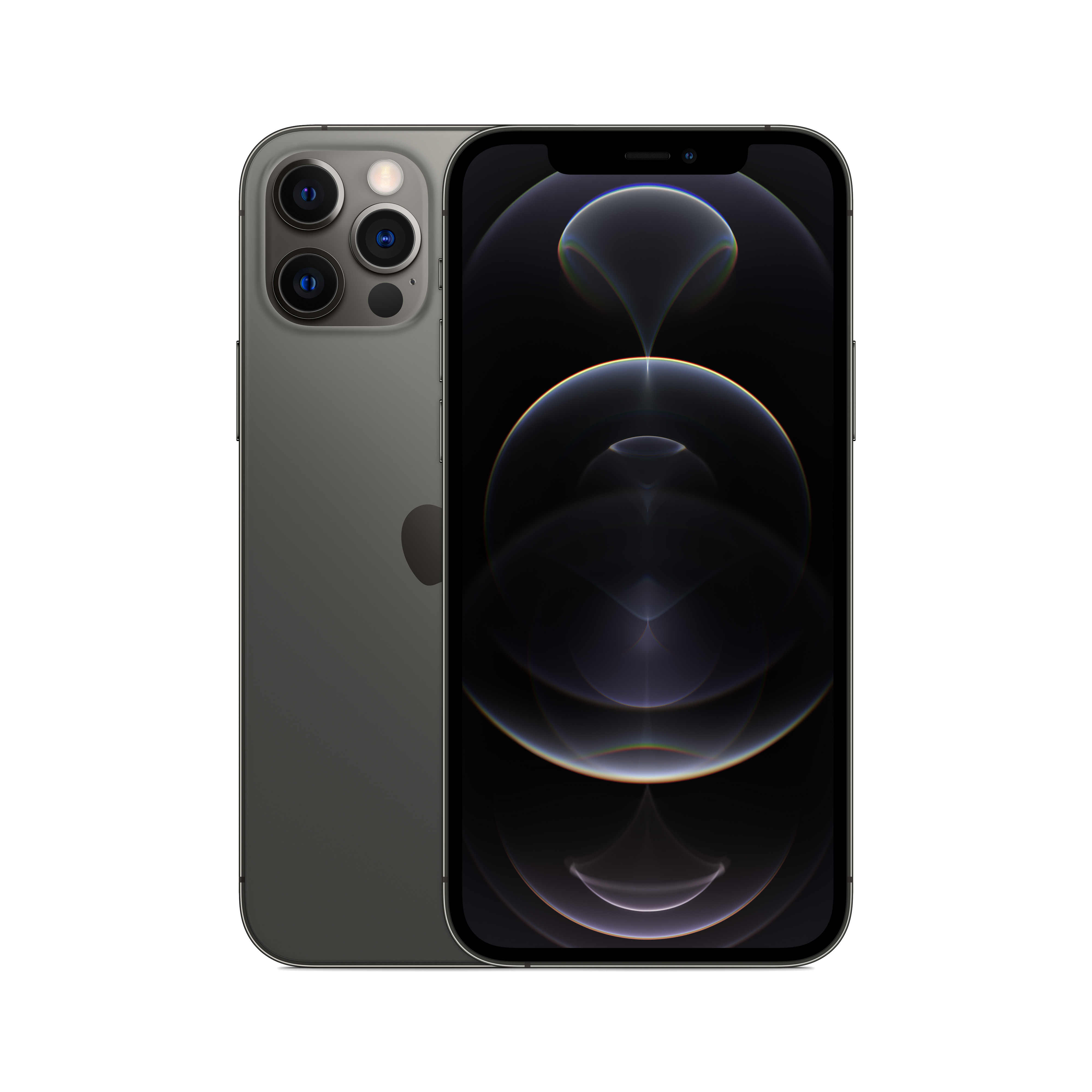 Dos smartphones, uno delante del otro. Gris oscuro con pantallas negras.