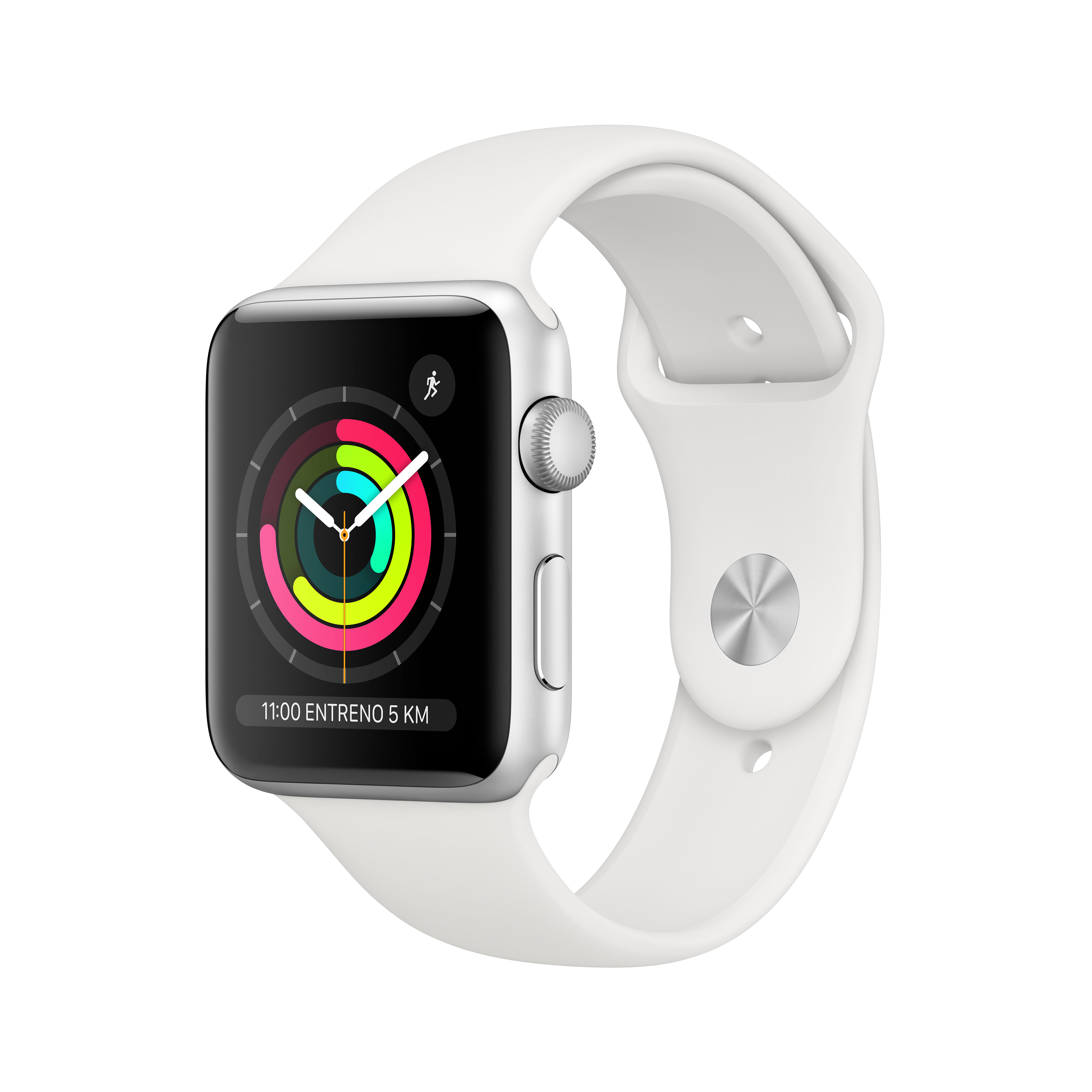 Apple Watch Series 3 GPS, 42 mm, Caja de Aluminio Plata, Correa Deportiva, Blanca