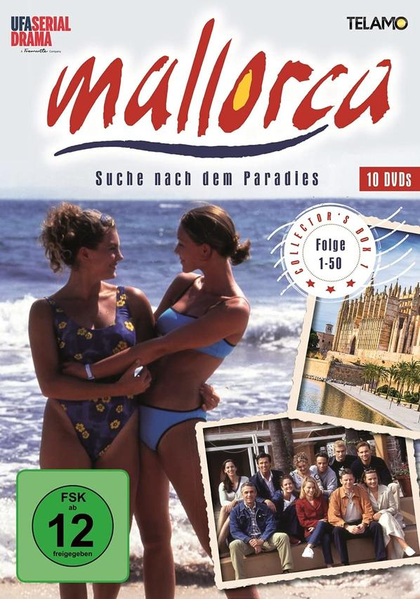 Mallorca DVD-Cover. Zwei Frauen am Strand, Fotos der Insel und der Darsteller.