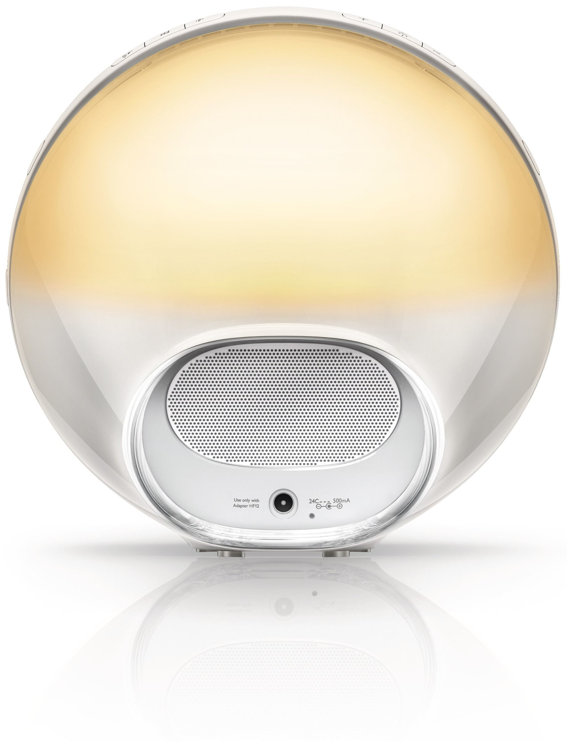 Lampe de réveil Philips blanche avec lumière jaune.