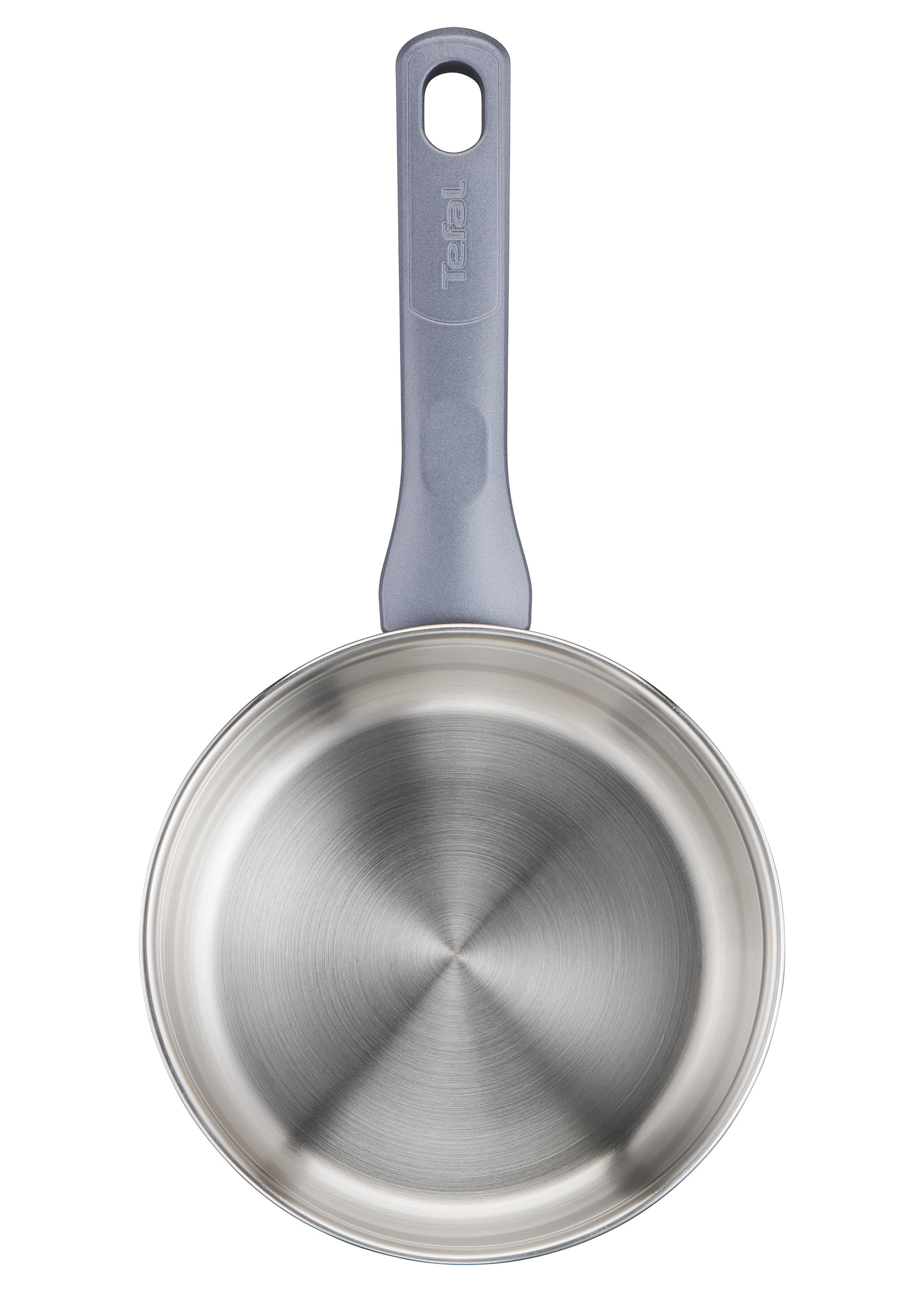 Tefal kleiner Topf mit grauem Griff, Draufsicht.