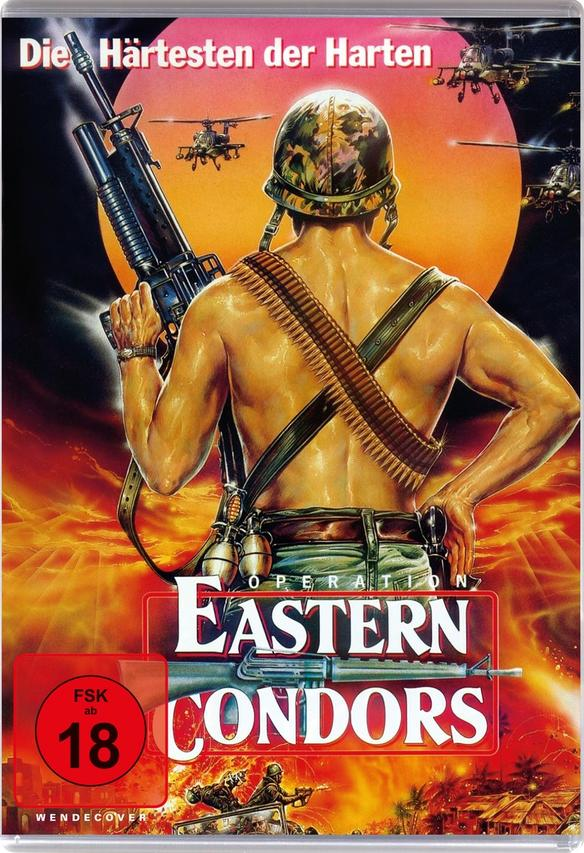 DVD-Cover von 'Eastern Condors'. Ein Soldat ohne Hemd hält ein Maschinengewehr.
