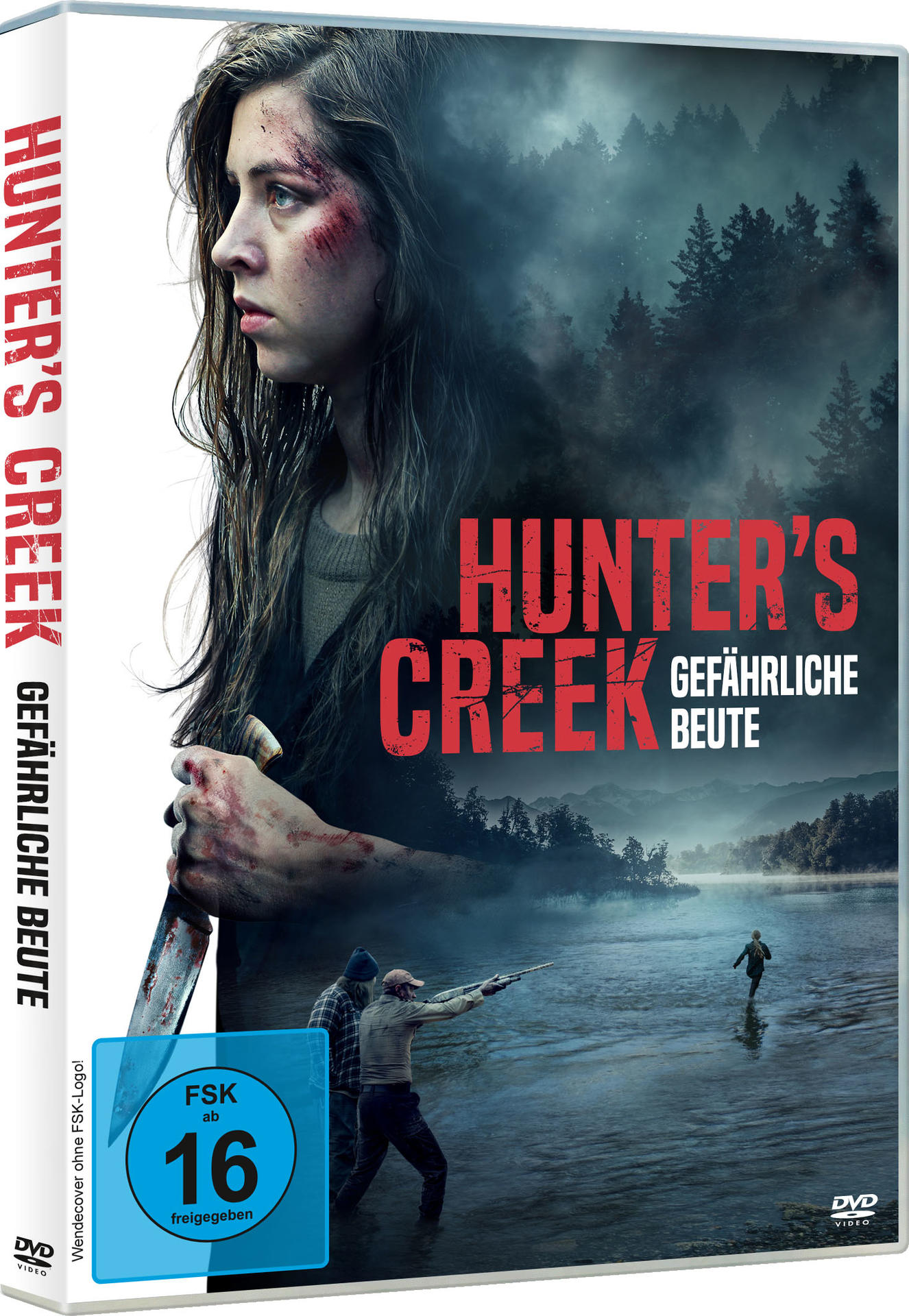 DVD-Cover des Films 'Hunter's Creek', mit einer Frau und einer Seeszene.