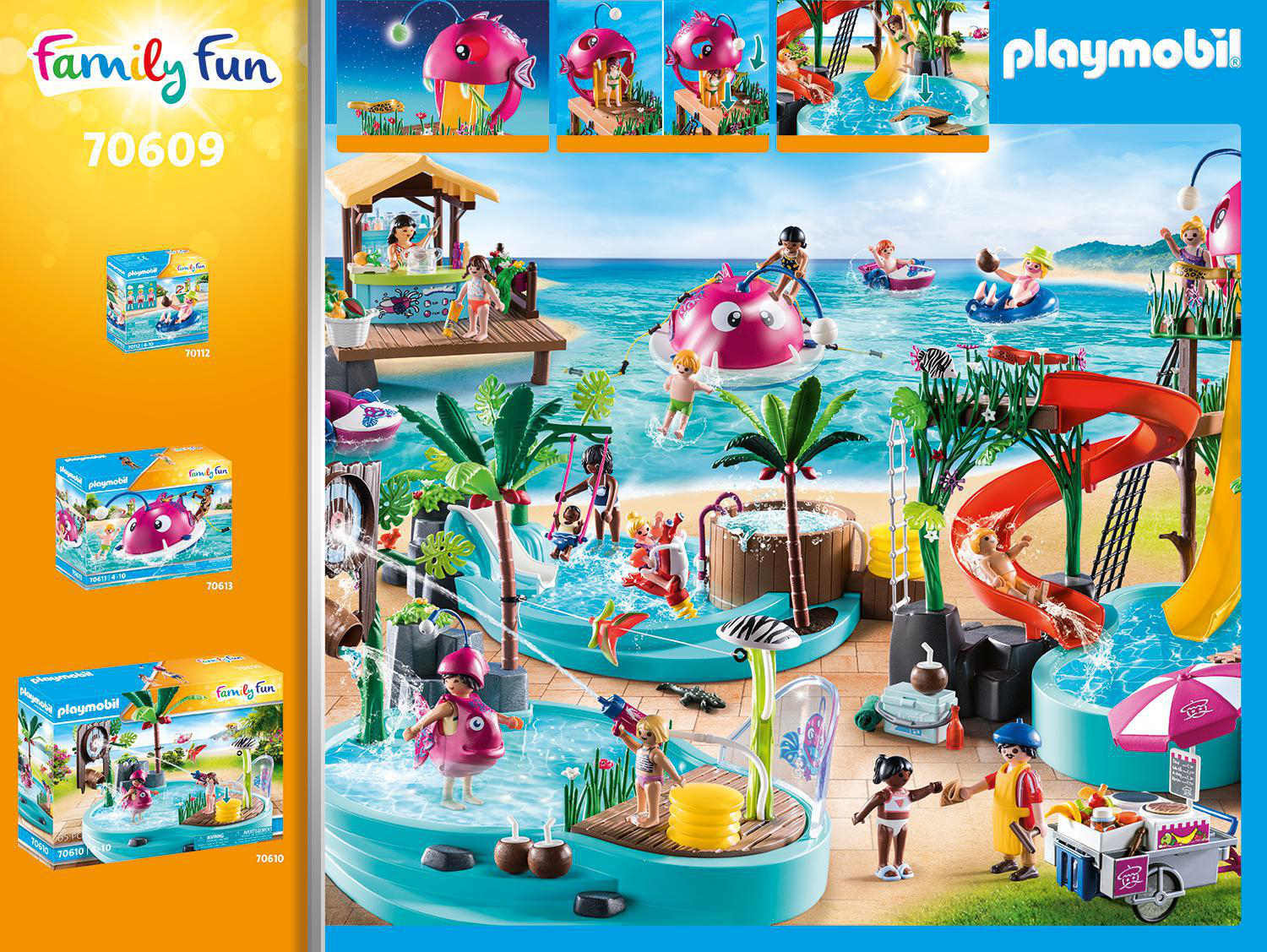 PLAYMOBIL 70609 Aqua Park mit Rutschen Spielset, Mehrfarbig
