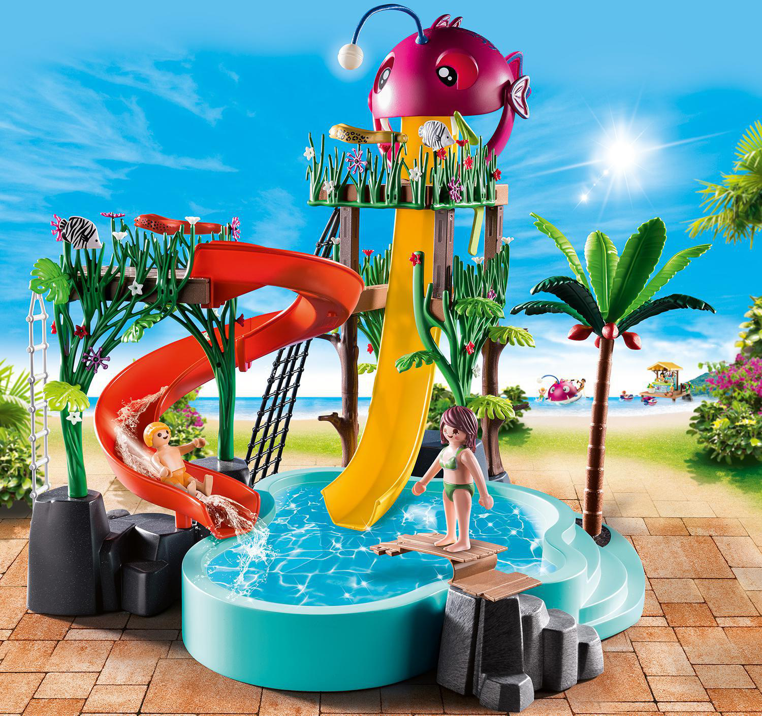 PLAYMOBIL 70609 Aqua Park mit Rutschen Spielset, Mehrfarbig