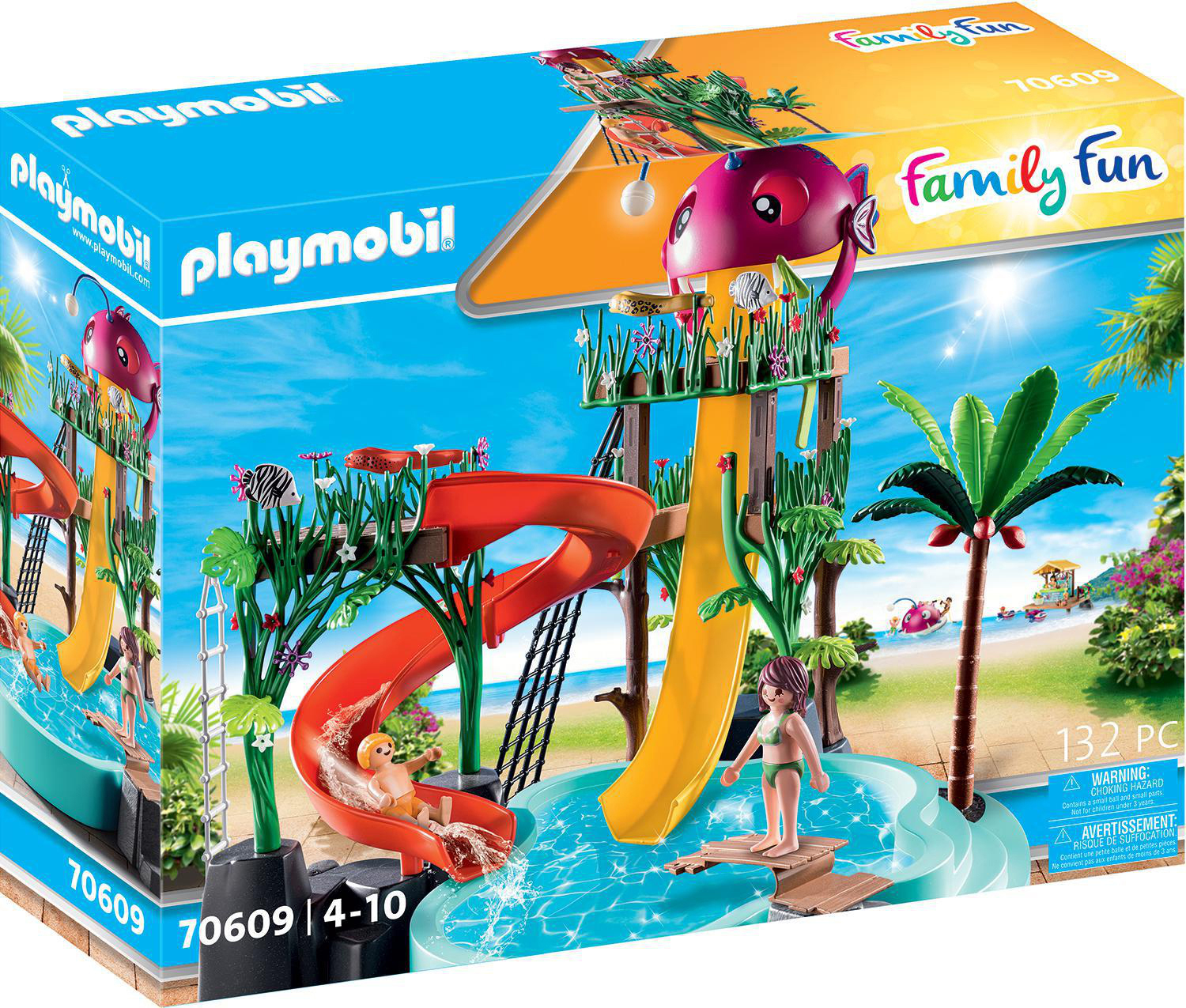 PLAYMOBIL 70609 Aqua Park mit Rutschen Spielset, Mehrfarbig