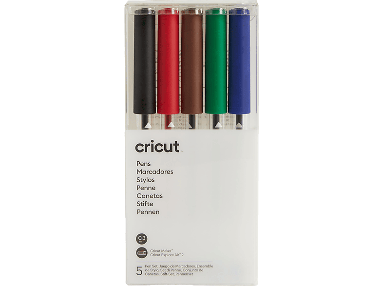 CRICUT Explore/Maker Extra Fine Point Pen 5-pack (Basics) Set Schwarz, Rot, Braun, Blau, Grün