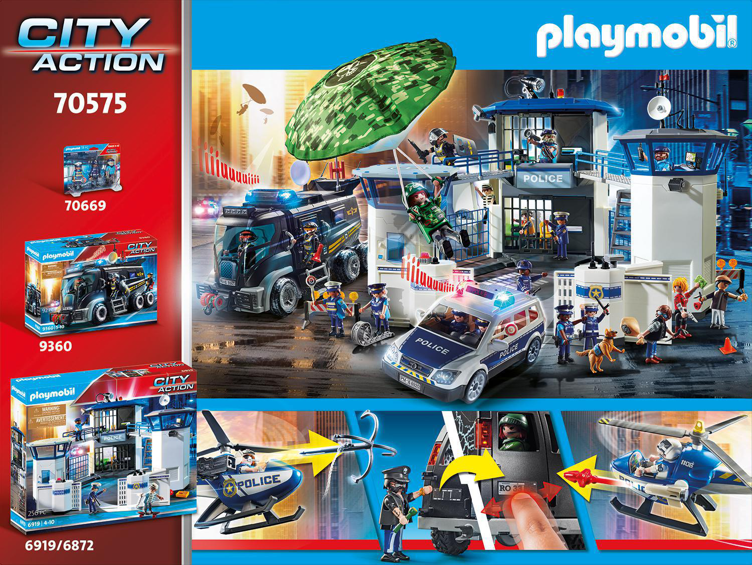 PLAYMOBIL 70575 Polizei-Helikopter: Verfolgung des Fluchtfahrzeugs Spielset, Mehrfarbig
