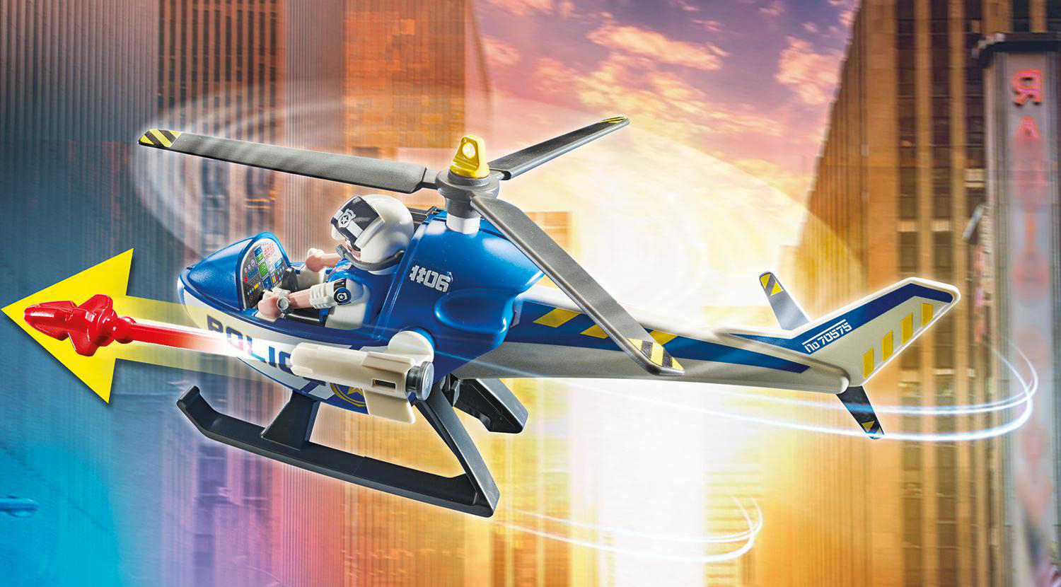 PLAYMOBIL 70575 Polizei-Helikopter: Verfolgung des Fluchtfahrzeugs Spielset, Mehrfarbig