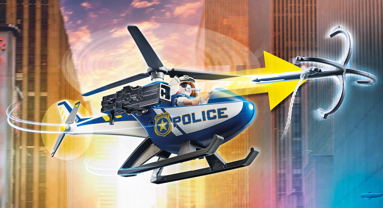 PLAYMOBIL 70575 Polizei-Helikopter: Verfolgung des Fluchtfahrzeugs Spielset, Mehrfarbig