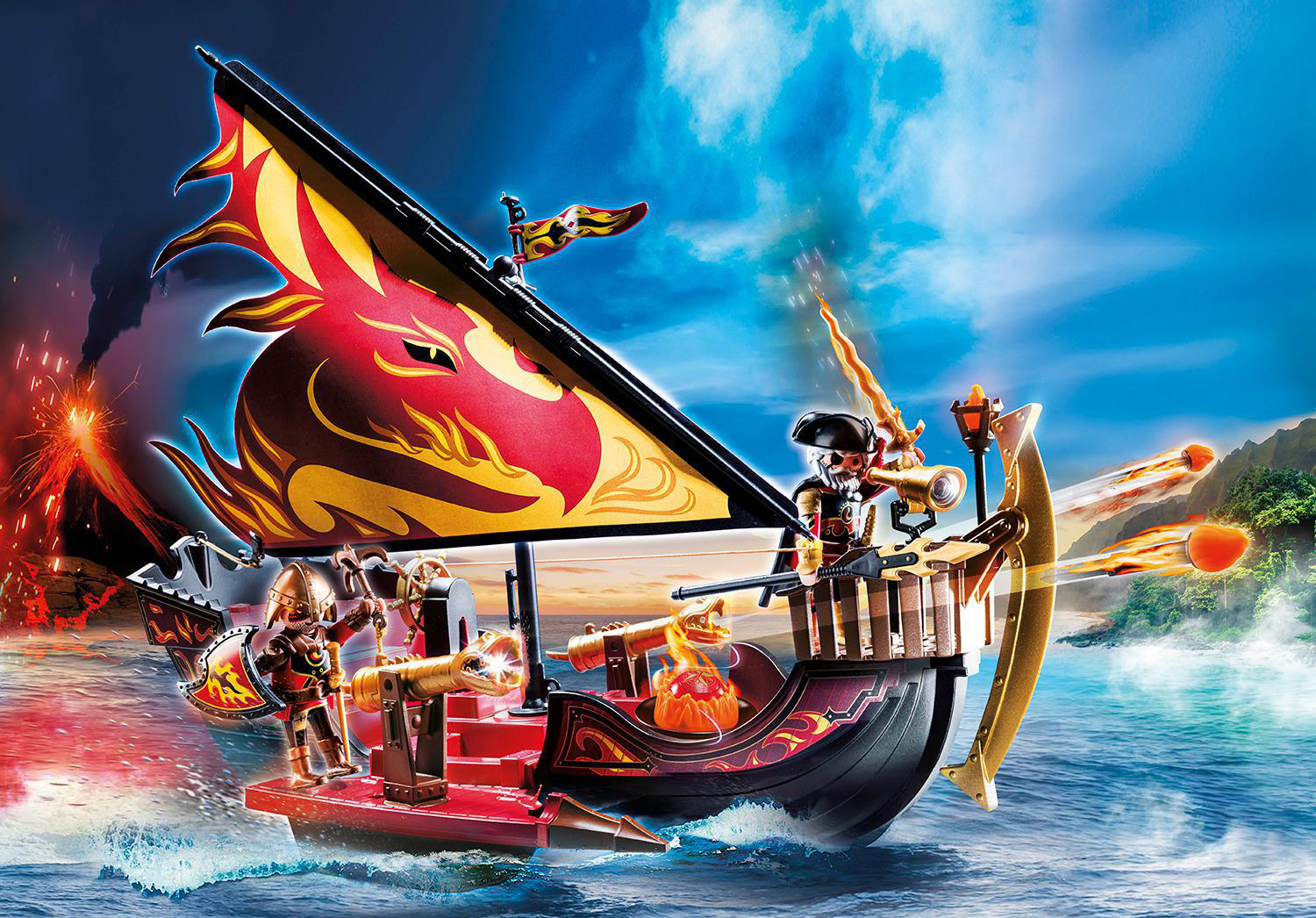 PLAYMOBIL 70641 Burnham Raiders Feuerschiff Spielset, Mehrfarbig