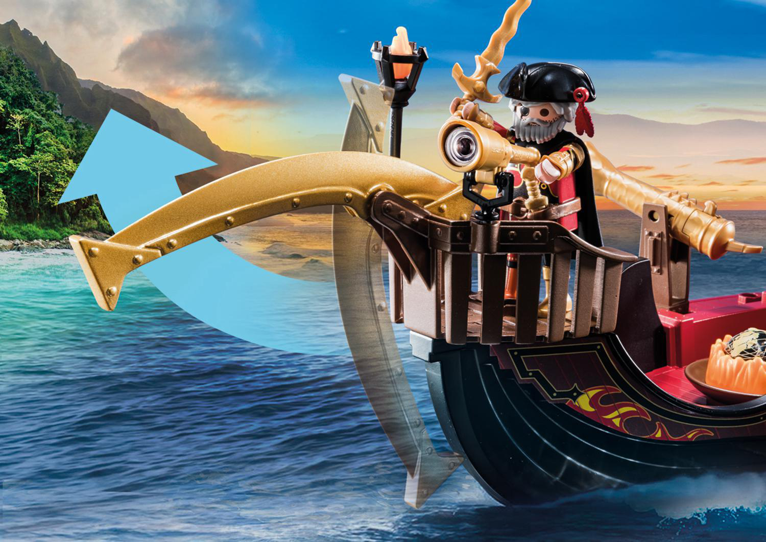 PLAYMOBIL 70641 Burnham Raiders Feuerschiff Spielset, Mehrfarbig
