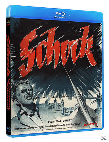 Blu-ray-Disc-Cover des Films 'Schock'. Zeigt ein Männergesicht, roten Titel und Londoner Hintergrund.