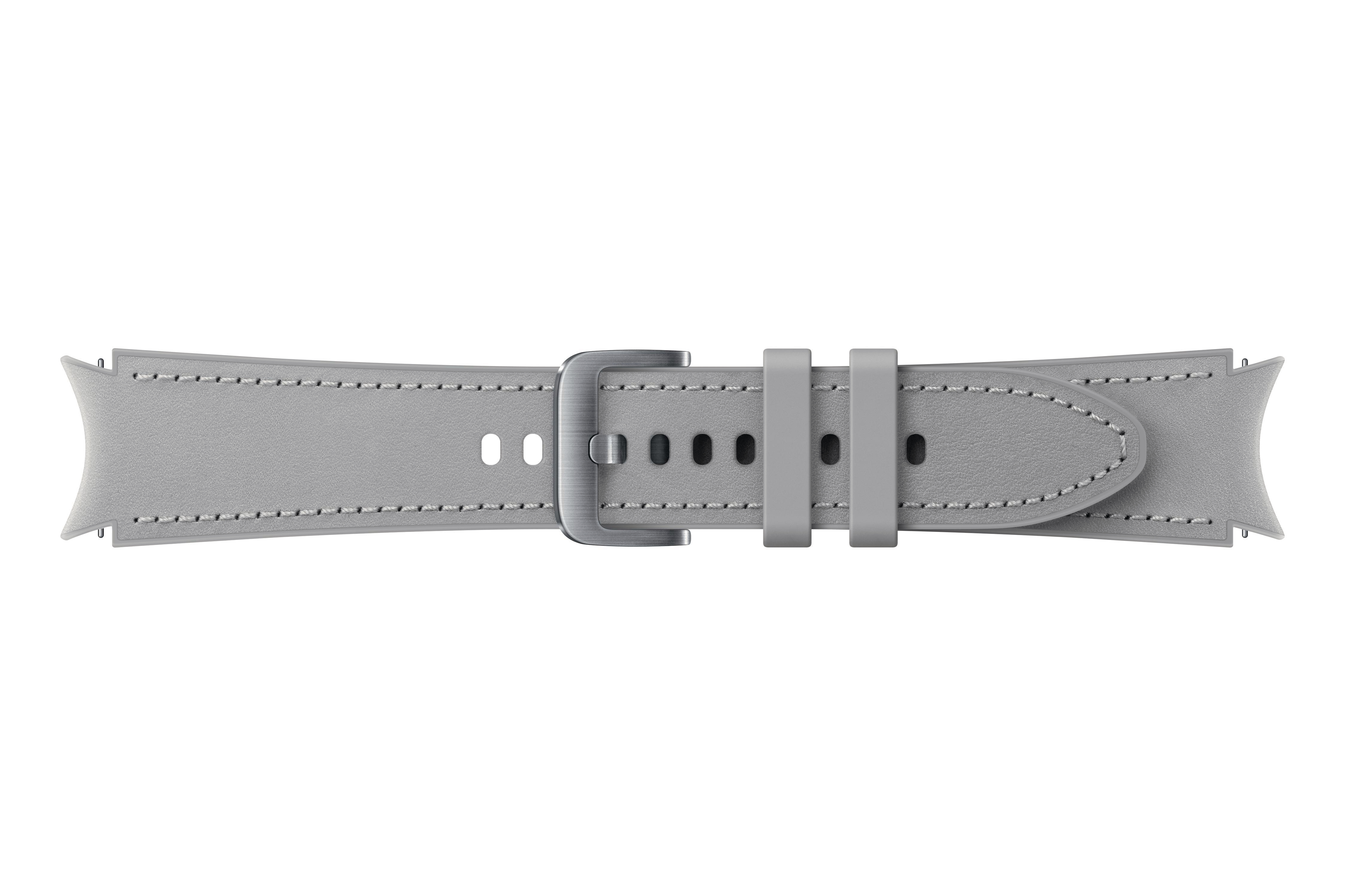 SAMSUNG ET-SHR89LSEGEU Hybrid Leather Band (20 mm, M/L), Ersatzarmband, Silber