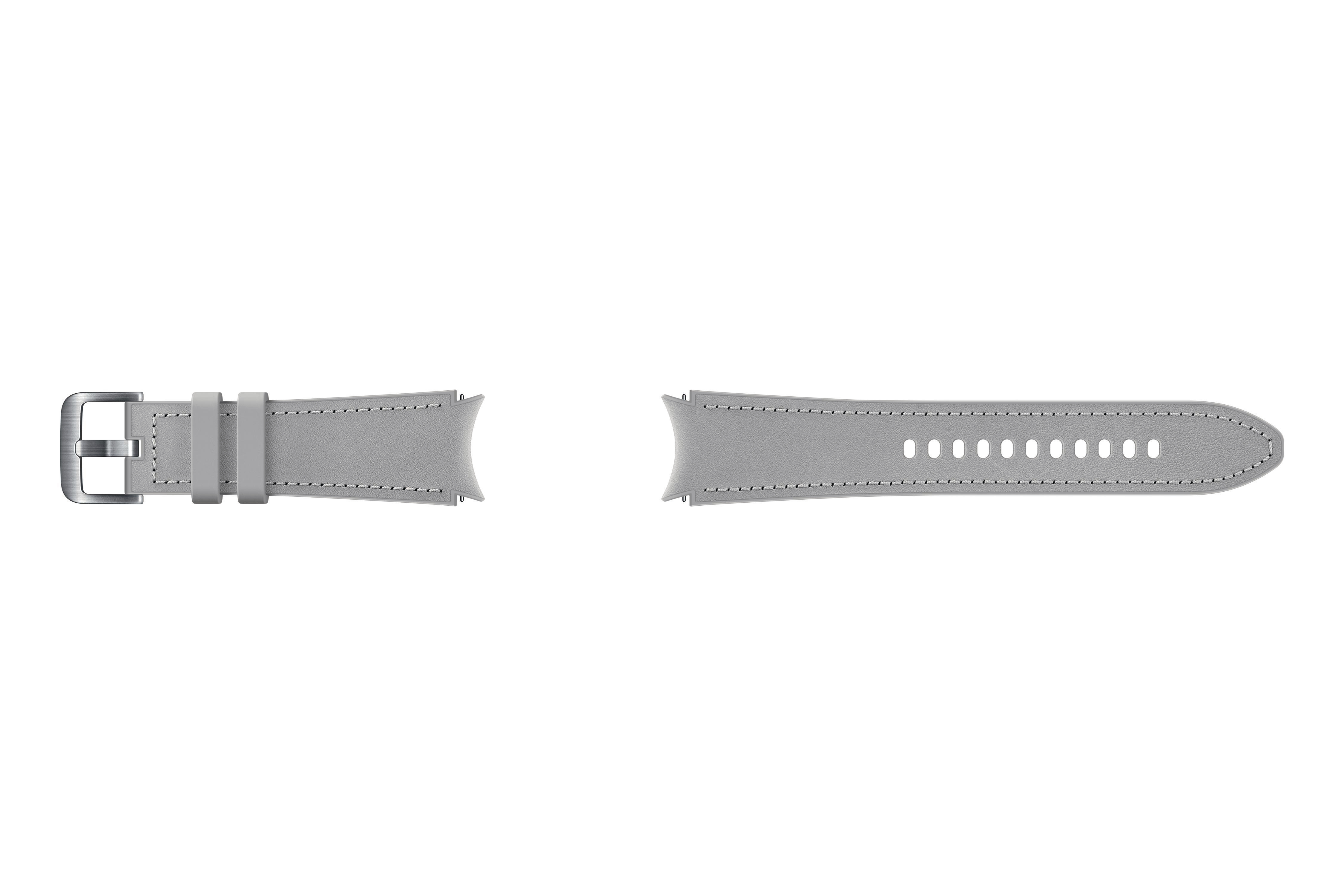SAMSUNG ET-SHR89LSEGEU Hybrid Leather Band (20 mm, M/L), Ersatzarmband, Silber