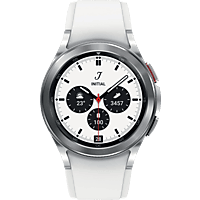 SAMSUNG Galaxy Watch4, Classic, BT, 42 mm Smartwatch Edelstahl Fluorkautschuk, S/M, Silver