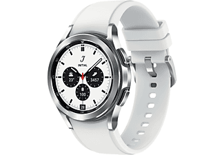 SAMSUNG Galaxy Watch4, Classic, BT, 42 mm Smartwatch Edelstahl Fluorkautschuk, S/M, Silver