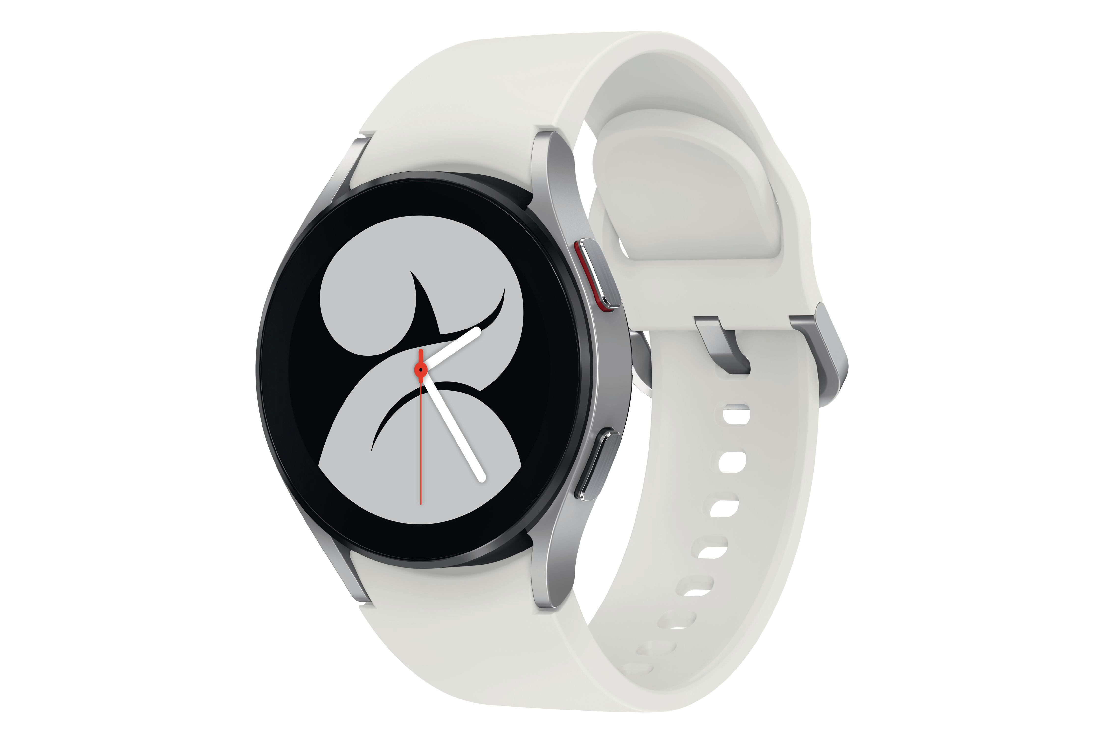 SAMSUNG Galaxy Watch4, LTE, 40 mm Smartwatch Aluminium Fluorkautschuk, S/M, Silver