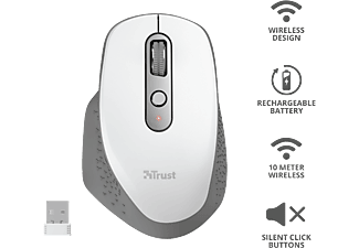 TRUST 24035 OZAA Şarj Edilebilir Kablosuz Mouse Beyaz
