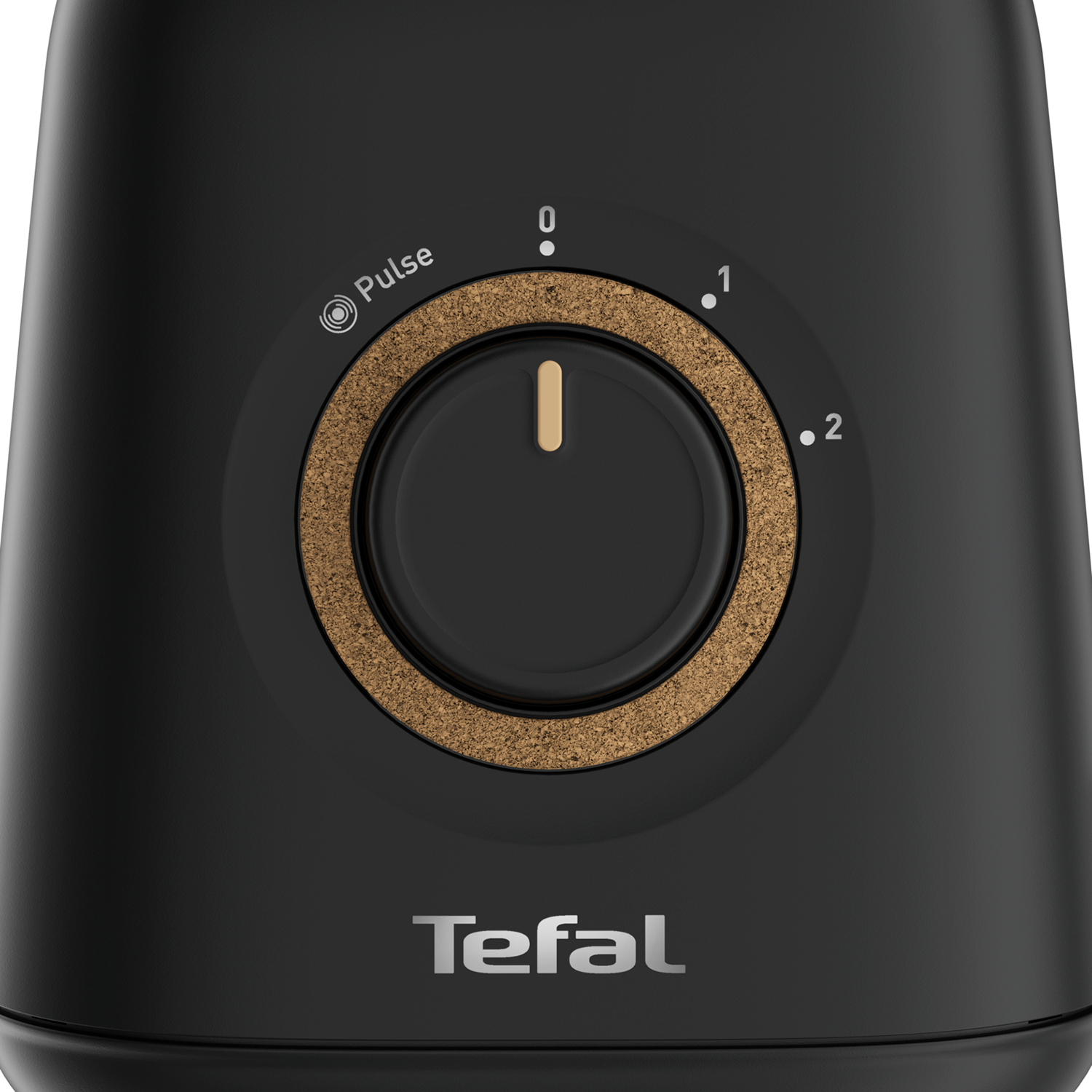 A black blender control panel with the text Tefal.