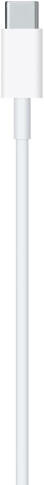 Câble USB-C blanc avec connecteur blanc sur fond blanc.