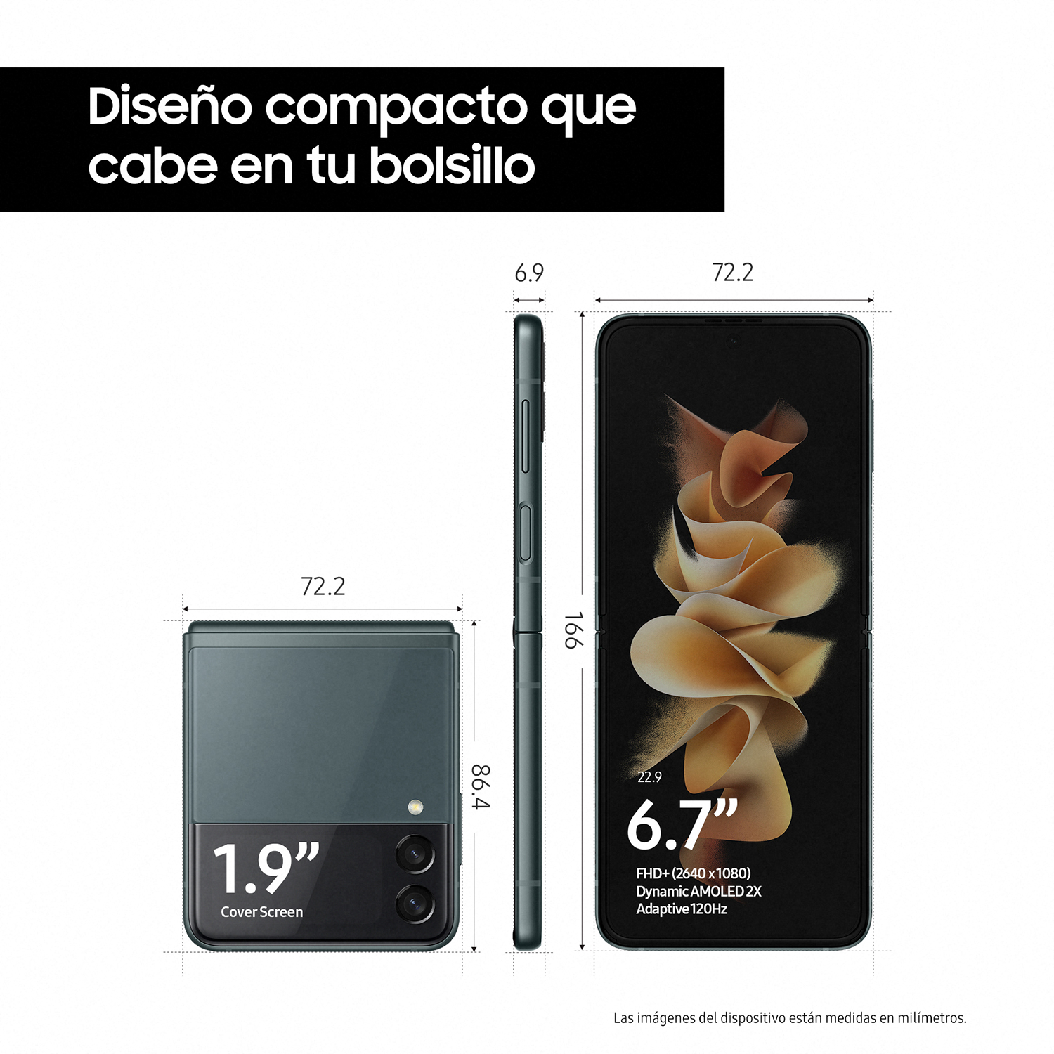 (RESERVA) Samsung Galaxy Z Flip3 5G, Verde, 256GB, 8GB RAM, 6.7" FHD, Snapdragon 888, 3300mAh, Android