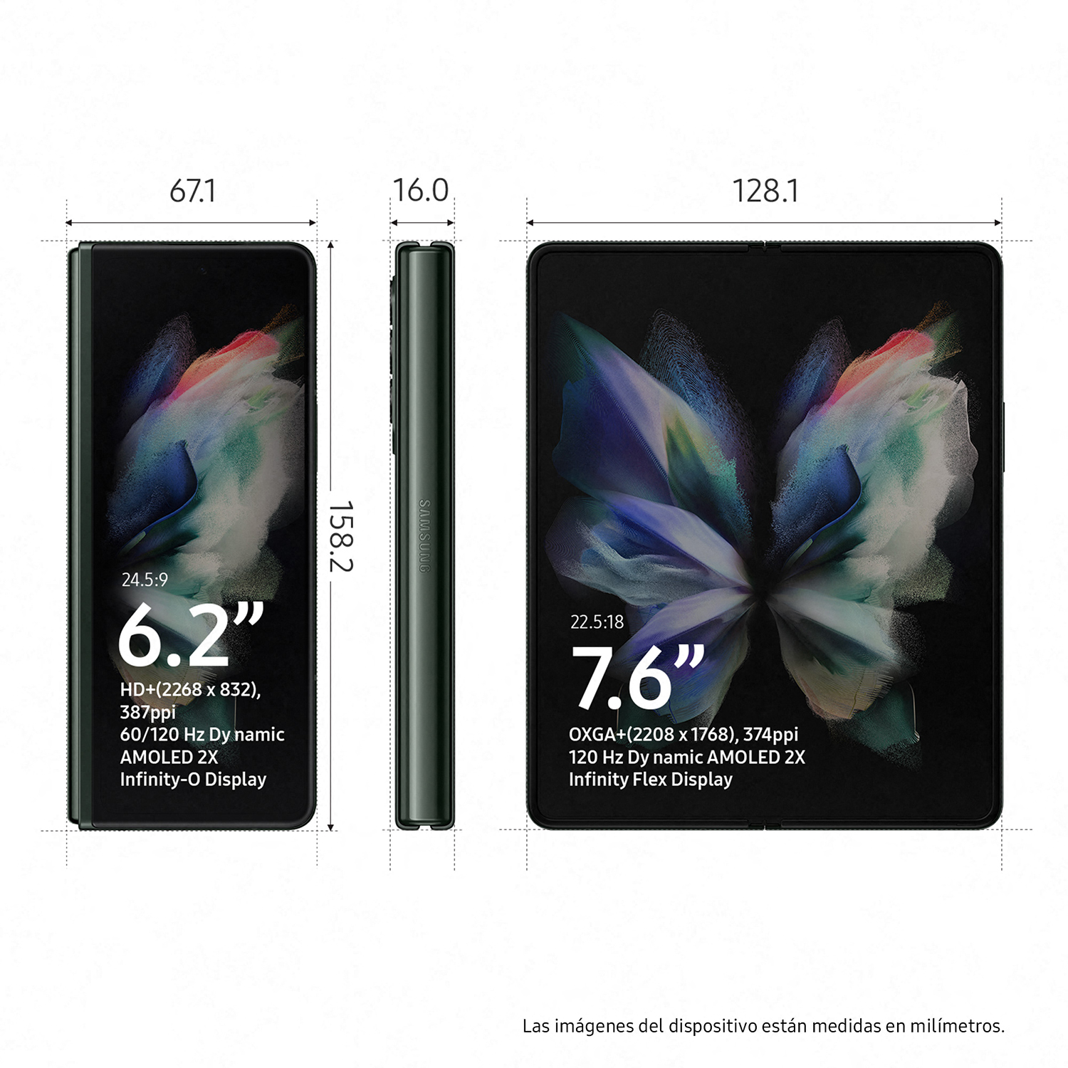 (RESERVA) Samsung Galaxy Z Fold3 5G, Verde, 256GB, 12GB RAM, 7.6"QXGA+, Snapdragon888, 4400mAh,Android