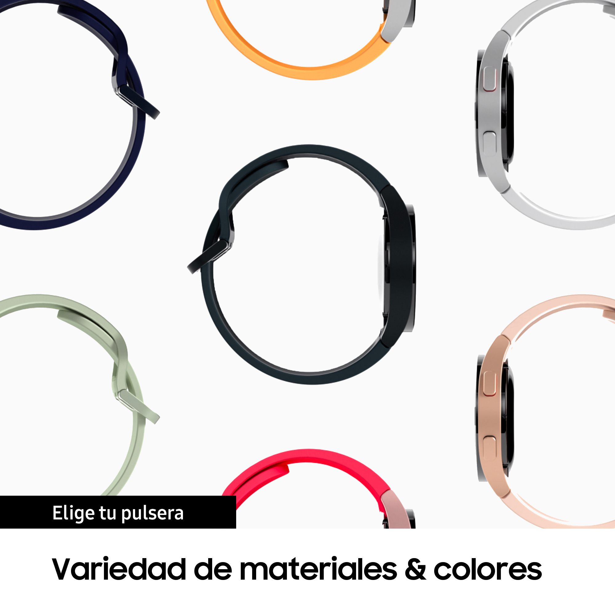 Una variedad de correas de reloj coloridas sobre una superficie blanca.