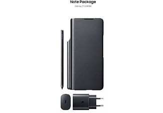 Funda - Samsung EF-FF92KKBEGEW, Para Galaxy Z Fold 3 5G, Tapa de libro, Piel, Pen y cargador 25 W, Negro