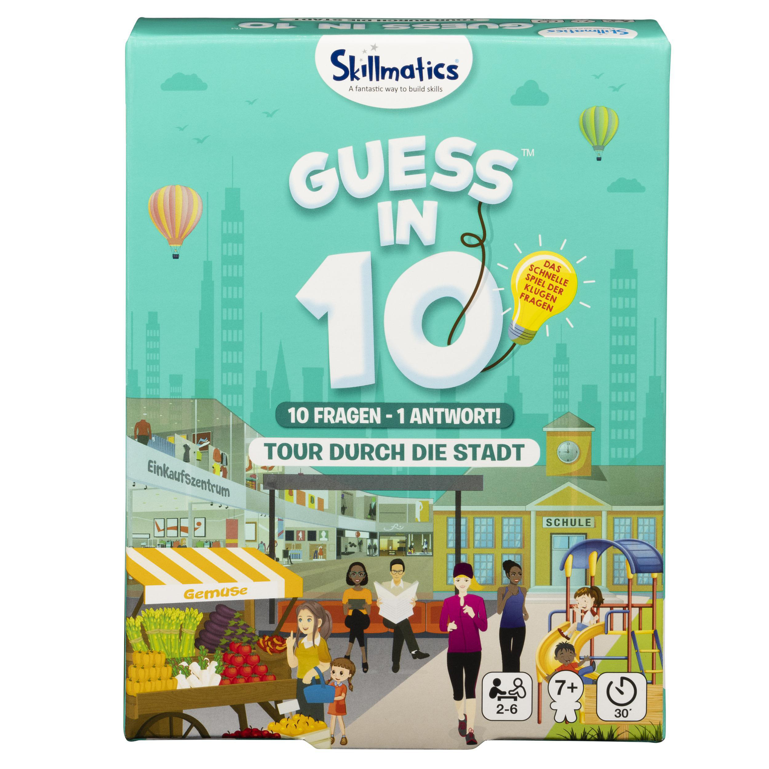 Verpacktes Brettspiel mit Illustrationen einer Stadtszene.
