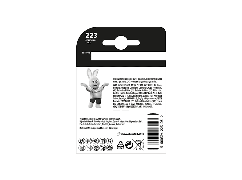Duracell DL223A/CR223A Ultra Lithium 223 Fotobatterie, Einzelpackung — Foto 2 von 2