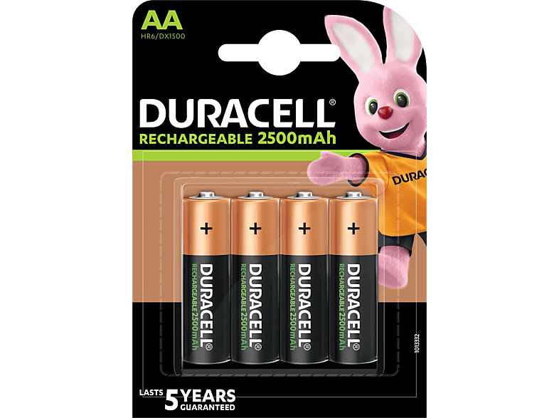 Duracell AA Recharge Ultra Batterien 2500 mAh, 4er Pack; Wiederaufladbare Batterie